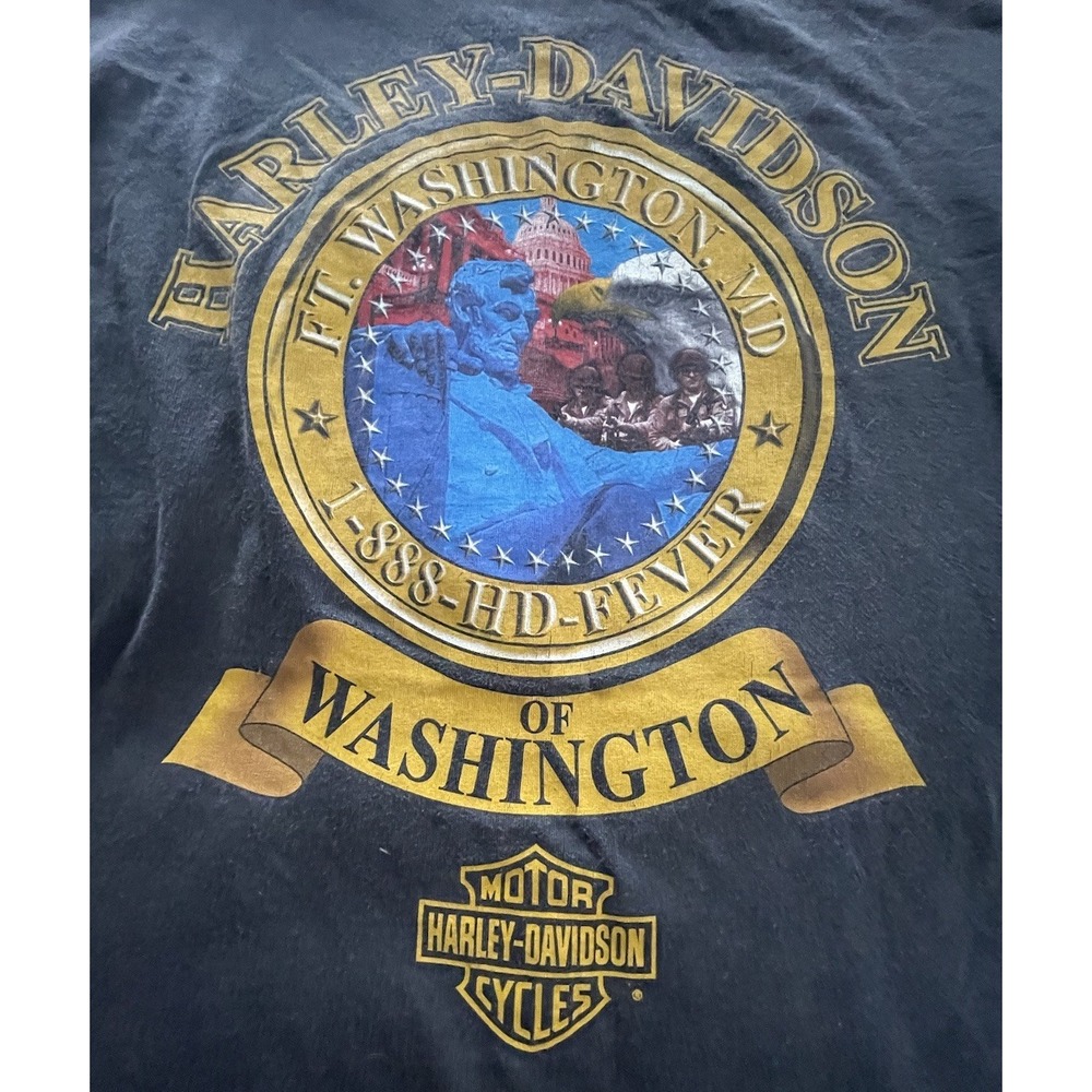Harley-Davidson Motorcycle Washington Barbed Wire Faded Black T Shirt XL Biker